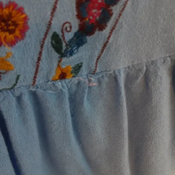 Vintage 90's Umgee Blue Floral Embroidered Flowy Peplum Sleeveless Crop Top M - Picture 13 of 13